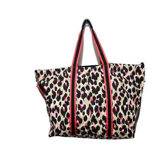 Victoria's Secret Women's Leopard Print Large Canvas Weekender Tote Bag - Picture 3 of 5